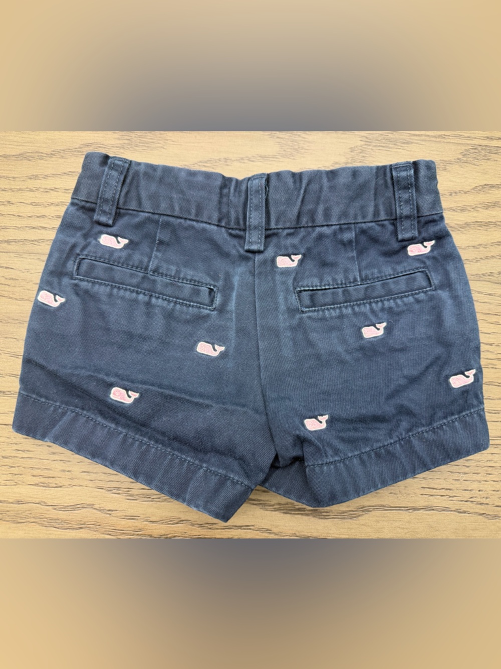 Vineyard Vines Girls 2T Shorts Navy Pink Whale Print Chino - Picture 2 of 5